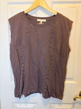 Buckle Gilded Intent Mauve Studded Sleeveless Tank 100% Cotton